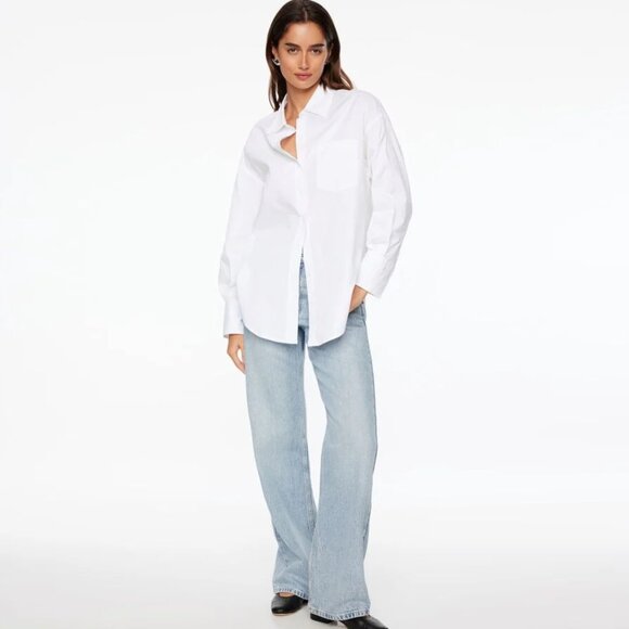 Dynamite Frida Oversized Poplin Shirt White Size Small  - NWT - Picture 1 of 6